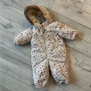 H&M floral baby girl snowsuit size 12 months